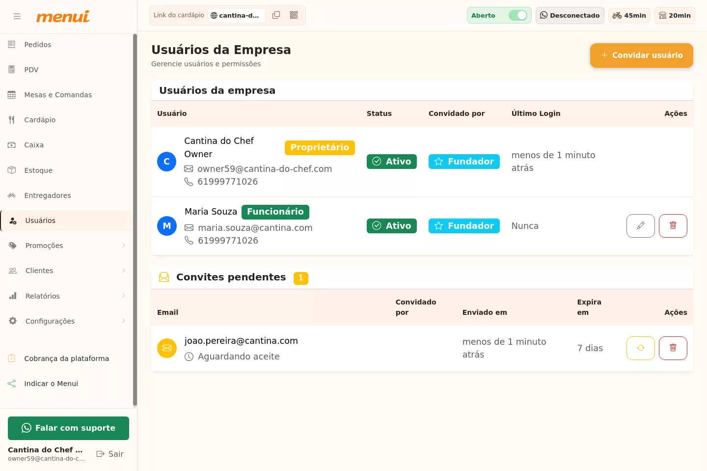 Lista de usuários da empresa